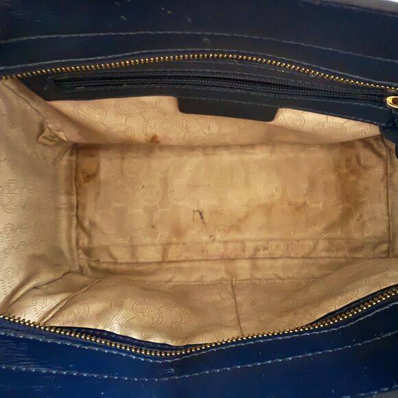 Michael Kors Selma Blue Patent Leather Tote Satchel Bag (stains) - Picture 8 of 8